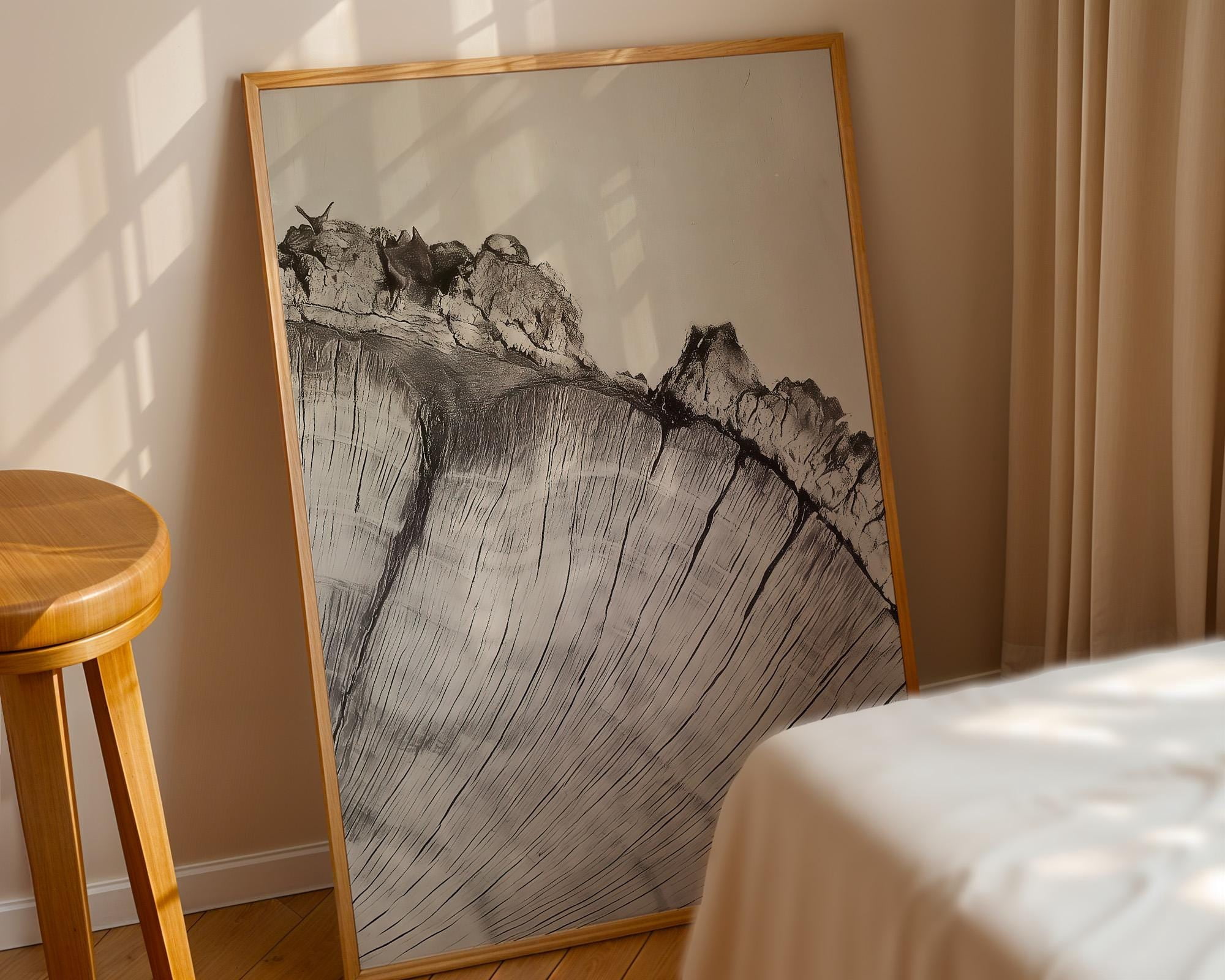 Tree Priint Tree Rings Art Delicate Light Pencil Sketch Wood Cross Section Soft ...