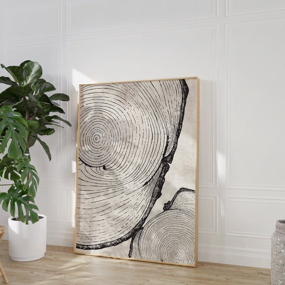 Tree Rings Art, Neutral Abstract Poster, Nature Poster Wall Art, Tree Log Slice Art, Nordic Decor, Living Room Decor, Abstract Lines, Art, Size 24x36 UNFFRAMED F03.1.7l3494