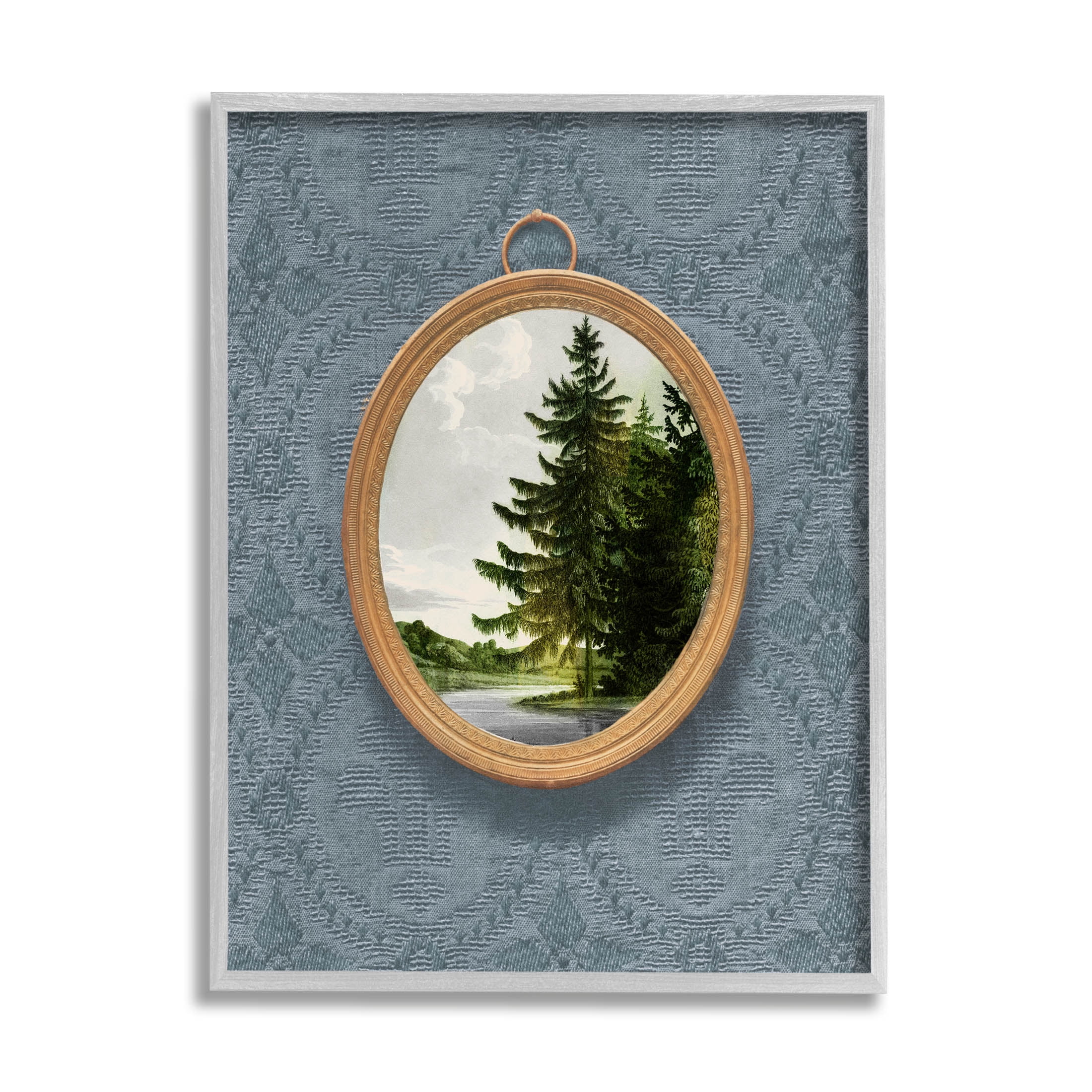 Tree Scene View Vintage Pattern Landscape Graphic Art Gray Framed Art Print Wall Art