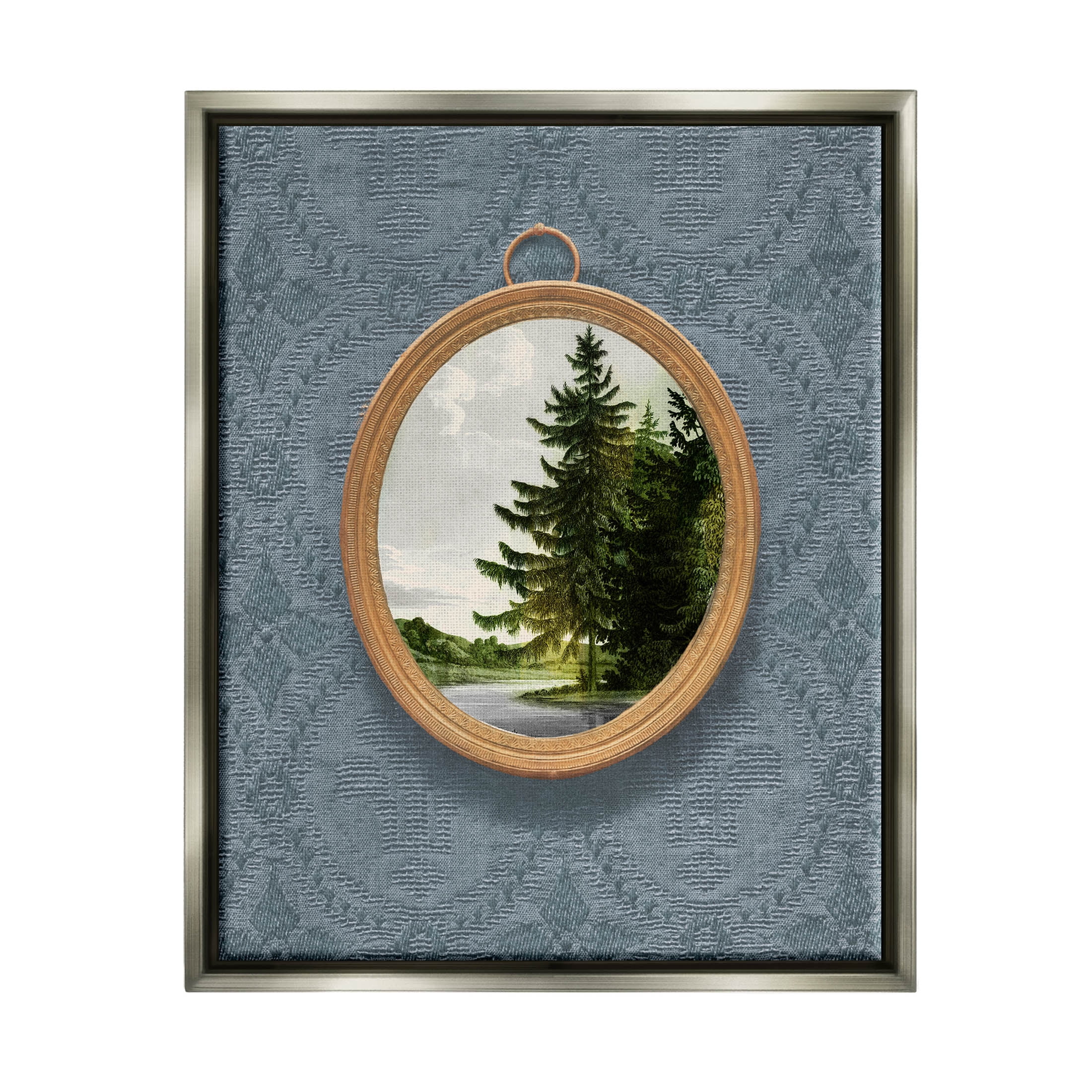 Tree Scene View Vintage Pattern Landscape Graphic Art Luster Gray Framed Art Print Wall Art
