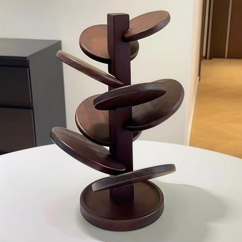 Tree Shaped Coasters for Drinks, Black Walnut Wood Coaster Set with Unique Branch Design for Coffee Table Decor, Multi-Size for Mugs, Dinner Plates & Serving Bowls (12x28cm)