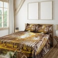 thumbnail image 1 of Ambesonne Forest Fitted & Top Sheet Set with Shams, Autumn Birch Trees River, Yellow Brown White, 1 of 4