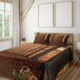 thumbnail image 1 of Ambesonne Forest Fitted & Top Sheet Set with Shams, Fall Hiking Enchanted, Dark Orange Dark Brown, 1 of 4