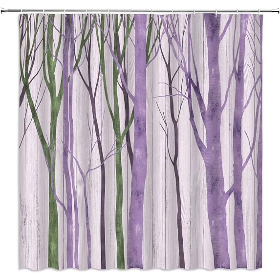 Tree Shower Curtain Abstract Birch Tree Trunk Autumn Leafless Fall Forest Branch Nature Rustic Vintage Bathroom Decor Fabric Curtain with Hooks