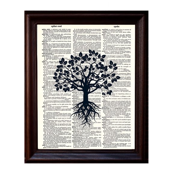 Tree Silhouette 2 - Dictionary Art Print Printed On Authentic Vintage Dictionary Book Page - 8 x 10.5