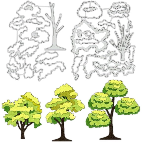Tree Silhouette Cutting Dies Layered Trees Background Stencils Forest Tree Shadow Decorative Embossing Stencils for Scrapbooking Photo Album Greeting Card Making DIY