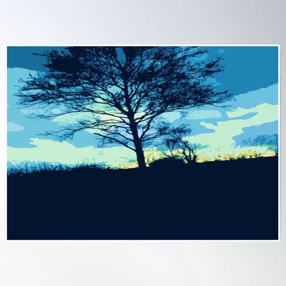 Tree Silhouette Poster Wall Art, Modern Wall Decor, 8x12 UNFRAMED