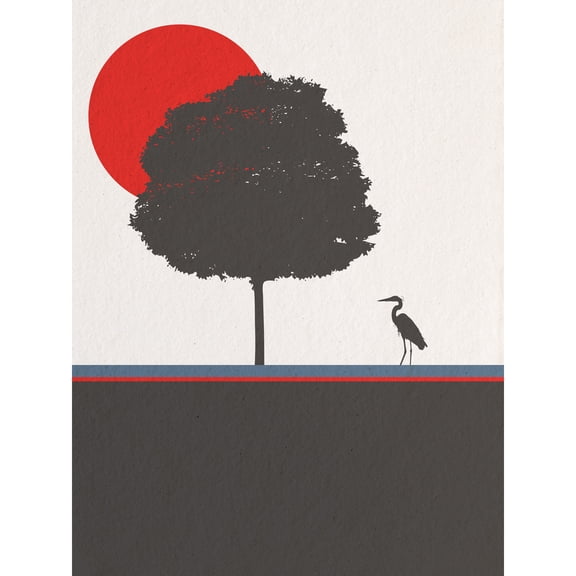 Tree Silhouette Sycamore Blue Red Nature Extra Large XL Wall Art Poster Print