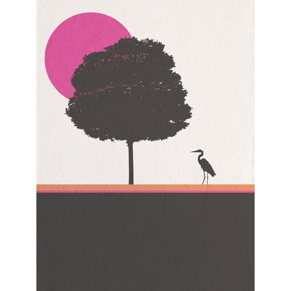 Tree Silhouette Sycamore Orange Pink Nature Extra Large XL Wall Art Poster Print