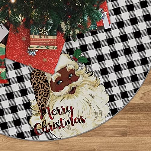 Tree Skirt Red and Green Black Santa African American Santa Tree Skirt