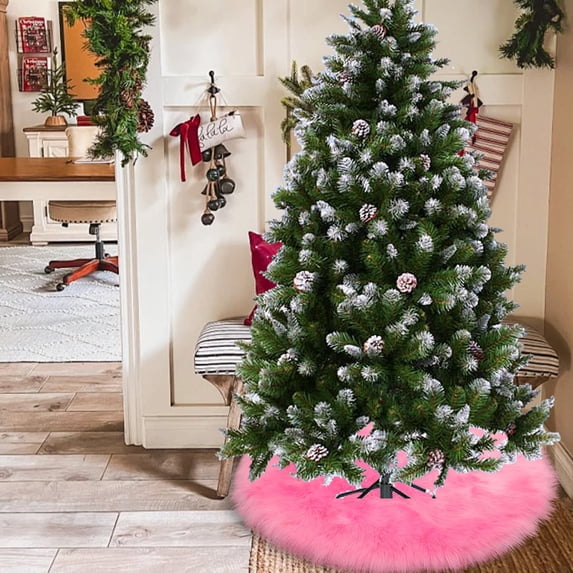 Tree Skirt for 7.5 Ft Tree 40 Inch Christmas Tree Skirts Solid Plush Round Carpet for Christmas Tree Furry Christmas Decoration Base