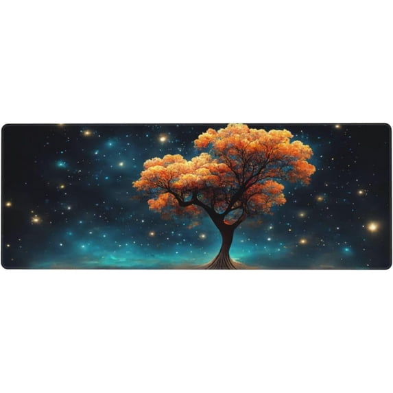 Tree Sky Mouse Pad Large Extended Desk Mousepad Mat XL Non-Slip 31.5 X 11.8 in Long Keyboard Pads Base Stitched Edge for Home Gaming Office Work