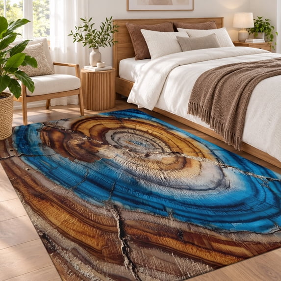 Tree Slices Area Rug 3'x5', Non-Slip Washable Rectangle Area Rug Indoor ...