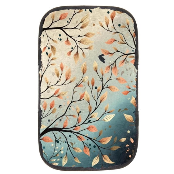 Tree Soft Comfortable Furry Printed Car Armrest Pad Mat Cover, 12.5x8.2 Inch Armrest Accessories