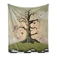 thumbnail image 1 of Tree Soft Flannel Fleece Blanket, Wonderland Themed Leafless Bole with Hipnotic Ornaments on Black White Checkered Floor, Cozy Plush for Indoor and Outdoor Use, 60" x 80", Multicolor, by Ambesonne, 1 of 6
