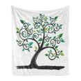 thumbnail image 1 of Tree Soft Flannel Fleece Throw Blanket, Abstract Nature Interpretation Pattern on Plain Background, Cozy Plush for Indoor and Outdoor Use, 50" x 70", Green Grey, by Ambesonne, 1 of 5