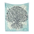 thumbnail image 1 of Tree Soft Flannel Fleece Throw Blanket, Chinese Bonsai Tree of Life Art Print Boho Creative Illustration Mother Nature, Cozy Plush for Indoor and Outdoor Use, 70" x 90", Beige Turquoise, by Ambesonne, 1 of 5