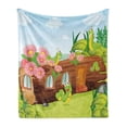 thumbnail image 1 of Tree Soft Flannel Fleece Throw Blanket, Friendly Smiling Worms in Wooden Tree House Animal Image, Cozy Plush for Indoor and Outdoor Use, 60" x 80", Apple Green Chocolate, by Ambesonne, 1 of 6