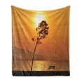 thumbnail image 1 of Tree Soft Flannel Fleece Throw Blanket, Lonely Sunset Tree by the Sea Sun Disappears and Day Fades down Twilight Concept Print, Cozy Plush for Indoor and Outdoor Use, 50" x 60", Orange, by Ambesonne, 1 of 5