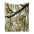 thumbnail image 1 of Tree Soft Flannel Fleece Throw Blanket, Nature Themed Macro Photo of Close up Leafy Branches, Cozy Plush for Indoor and Outdoor Use, 50" x 70", Avocado Green Dark Brown, by Ambesonne, 1 of 6