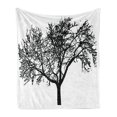 thumbnail image 1 of Tree Soft Flannel Fleece Throw Blanket, Silhouette Style Bare Branches in Monochromatic Design Nature Illustration, Cozy Plush for Indoor and Outdoor Use, 50" x 70", Charcoal Grey White, by Ambesonne, 1 of 5