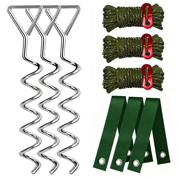 Tree Stake Kit with Heavy Duty Spiral Tree Stakes, Tree Supports for Leaning & Young Trees, Wind Resistant Tree Stabilizer for Outdoor Gardening