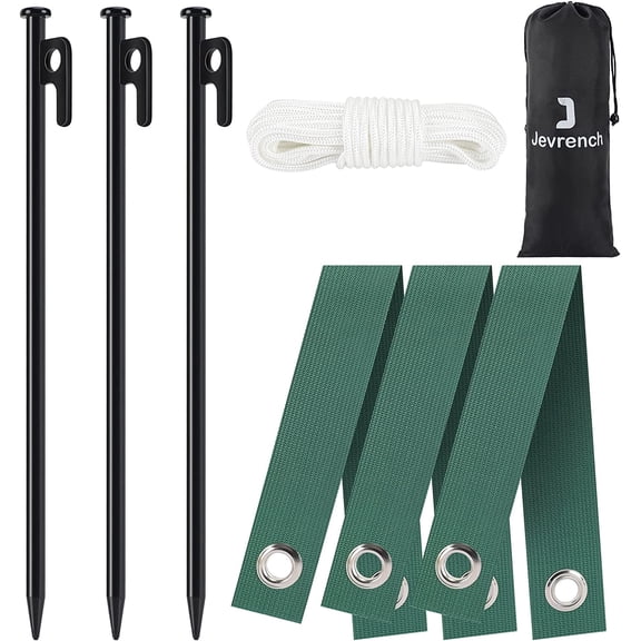 Tree Stake Kits, Heavy Duty Tree Stakes and Supports Kits for Young Trees Against Bad Weather, 3 Pcs Tree Stake, 3 Pcs Tree Straps, 32.8 FT Rope