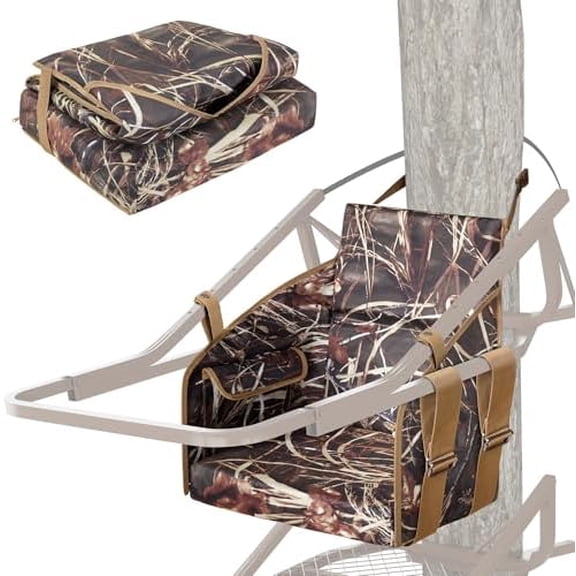 Tree Stand Seat Replacement with Side Pockets, Detachable Tree Stand Surround Seat with Thick Padding, Fits Most Tree Stands, Camouflage$$Other