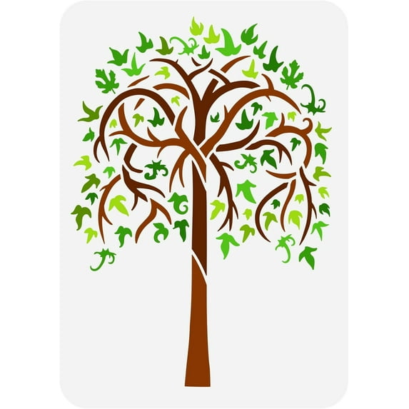 Tree Stencil with Branches 11.7x8.3 inch Tree of Life Stencil Plastic Tree Leaves Pattern Template Reusable DIY Art and Craft Stencils Tree with Medieval Style Foliage Stencils for Decor DIY