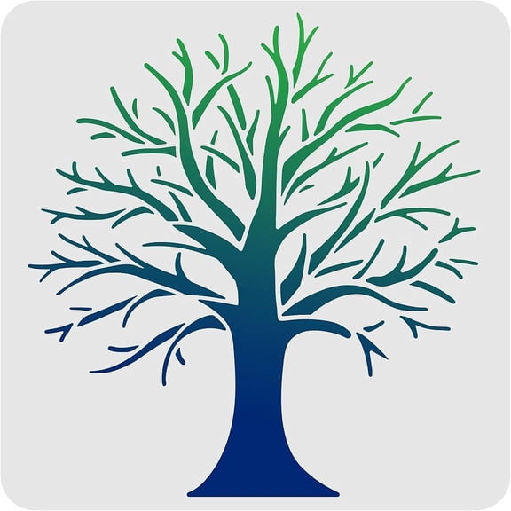 Tree Stencils Template 11.8x11.8inch Plastic Tree Branches Drawing Painting Stencils Square Reusable for Painting on Wood Floor Wall and Tile