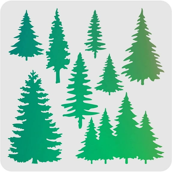 Tree Stencils Wall Decoration Template 11.8x11.8 inch Plastic Tree Drawing Painting Stencils Templates Square Reusable Stencils for Painting on Walls Furniture Crafts