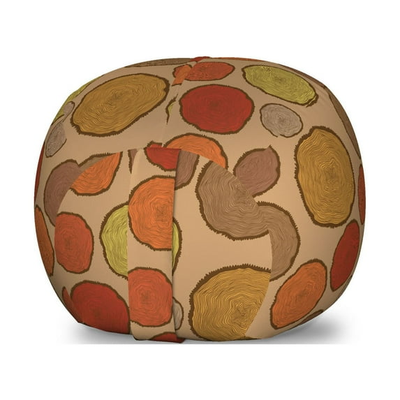 Tree Storage Toy Bag Chair, Old Cut Tree Trunks with Age Rings in Brown Tone Vintage Colors Nature Growth Theme, Stuffed Animal Organizer Washable Bag, Large Size, Multicolor, by Ambesonne