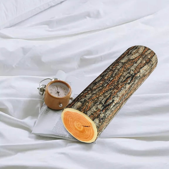 Tree Stump Cylindrical Pillow, Realistic Wood Log Design, Long Bolster Cushion for Home Decor