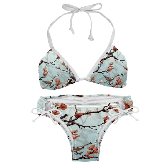 Tree Stylish Bikini Set with Detachable Sponge & Adjustable Strap, 2-Pack One-Piece Swimsuits for All Scenes