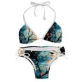 thumbnail image 1 of Tree Stylish Bikini Set with Detachable Sponge & Adjustable Strap, 2-Pack One-Piece Swimsuits for All Scenes, 1 of 6