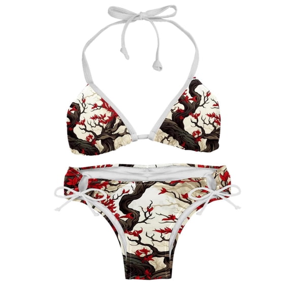 Tree Stylish Bikini Set with Detachable Sponge and Adjustable Strap, Two-Pack Swim Suits for Beach and Pool Parties