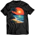 thumbnail image 1 of Tree Sunset Graphic on Black T-Shirt Warm & Inviting Design, 1 of 5