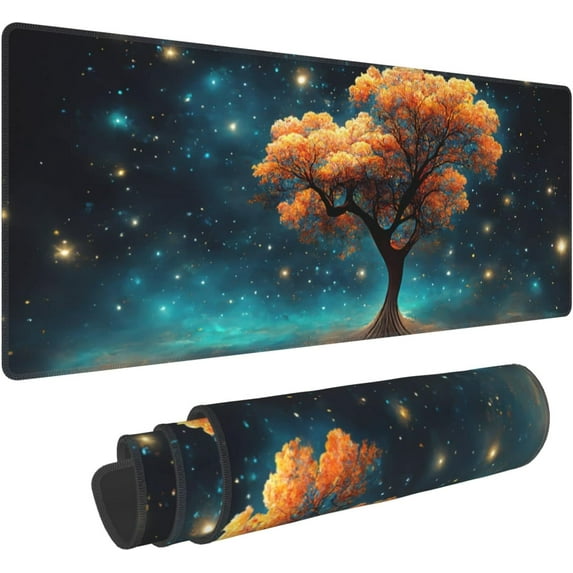 Tree Against Sunset Sky Extended Big Mouse Pad Large,XL Gaming Mouse Pad Desk Pad,31.5x11.8inch Long Computer Keyboard Mouse Mat Mousepad with 3mm Non-Slip Base and Stitched Edge for Home Office Work