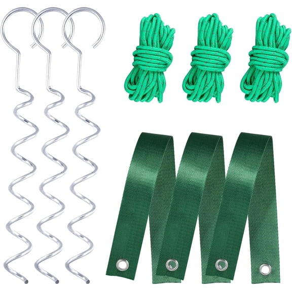 A Tree Support kit for straightening Trees, which Includes Supporting Metal Stakes and Ropes. It can Also be Used for Tree Protection in Harsh Weather and Outdoor Tent Fixation. (1)