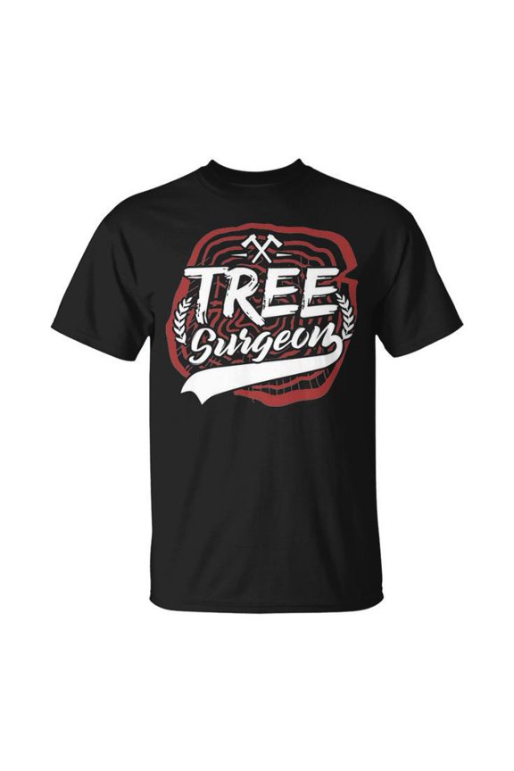 Tree Surgeon Arborist Graphic Cotton Tee Unisex Adult Casual Outdoor Workwear Lumberjack Logger Style Comfortable T-Shirt for Everyday Wear, Size 5XL, Color Black