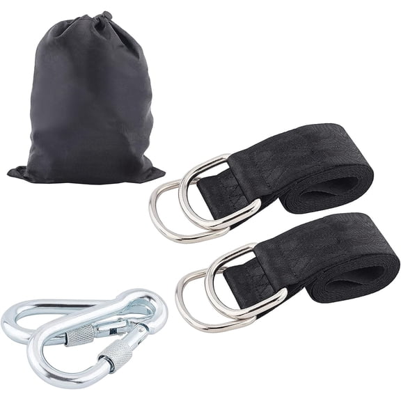 Tree Swing Hanging Straps 2 Pcs 15.86m Polyester Hanging Straps with D-Rings and 2 Pcs Safety Lock Carabiner Hooks for Camping Backpacking Patio Hammocks and Swings for DIY