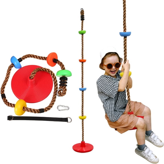 Tree Swing for Kids 330LB Capacity, Climbing Rope with Platforms and Disc Swing Seat Set Outdoor Backyard Playground Accessories with Carabiners and Thickened Strap