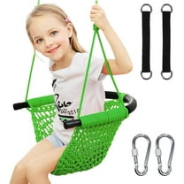 Tree Swing for Kids, Adjustable Toddler Rope Swing Seat with Snap Hooks and Straps, 440 lbs Capacity, Swingset Accessories for Indoor Porch Doorway Outdoor Playground Backyard (Green)