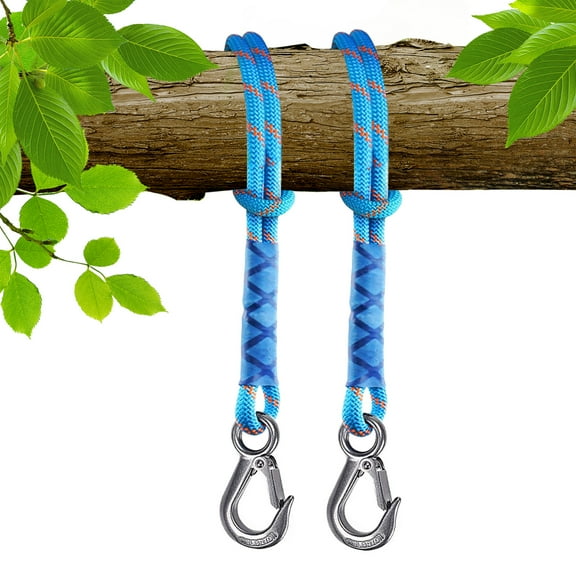 Tree Swing Rope, 60cm High Strength Polyester Hammock Swing Suspension Kit with 2 Stainless Steel Hooks (440Lbs), Suitable for Outdoor Camping Trips and Vacation Adventures