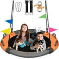 thumbnail image 1 of Tree Swing, Saucer Swing Sets 43 Inch for Kids, Come with 360 Degree Swivel and Adjustable Hanging Strap, Gray and Orange, 1 of 7
