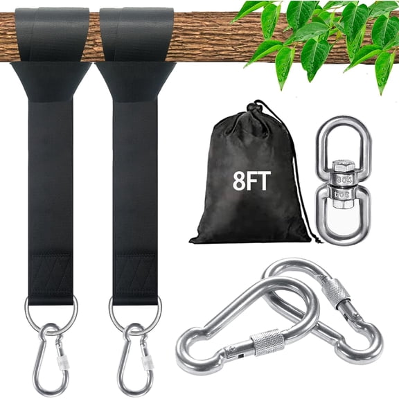 Tree Swing Straps Hanging Kit - 3FT/8FT/15FT/20FT/30FT, Strong & Durable - Holds Up to 5000lbs - Adjustable Tree Swing Straps Fit for All Swings, Hammocks, Safer & Easy Installation (8 FT)