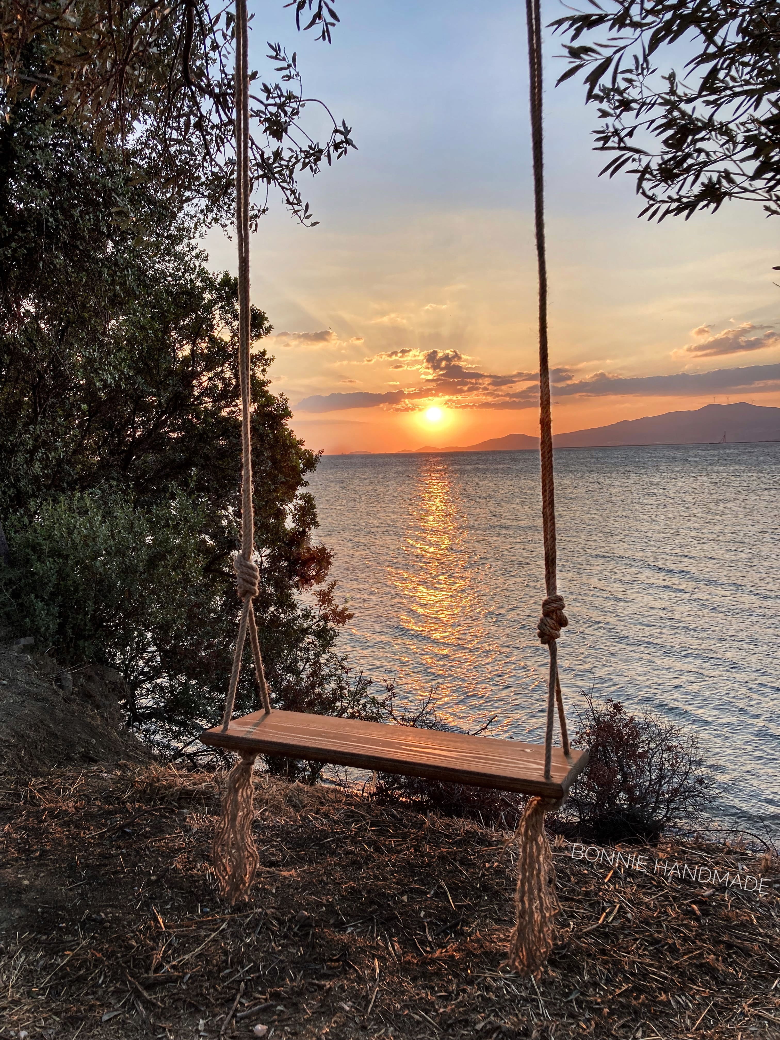 Tree Swing, Wooden Rope Swing, Rustic Long Backyard Swing - Walmart.com