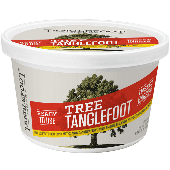 Tree Tanglefoot Insect Barrier 15oz Tub – Non-Toxic Sticky Coating Protects Trees from Crawling Insects - Weather Resistant Bug Glue for Trees