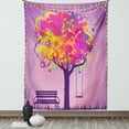 thumbnail image 1 of Tree Tapestry, Retro Picture of Graffiti Colorful Tree with Circle Patterns and Swing Childhood Graphic, Wall Hanging for Bedroom Living Room Dorm Decor, 60W X 80L Inches, Multi, by Ambesonne, 1 of 5