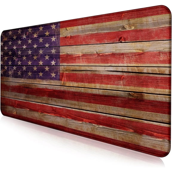 Tree Texture American Flag Computer Mouse Pad, Suitable for Home Office and Study Keyboard Mouse Pad 35.4 x 15.7 x 0.12 Inches